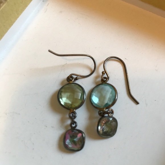 Gemstone Drop Mismatch Earrings - Picture 4 of 4